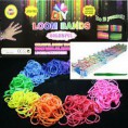 600pcs Diy Arco Iris De Goma Telar bandas de toma de pulsera Kit 24 S Clips Set Gancho